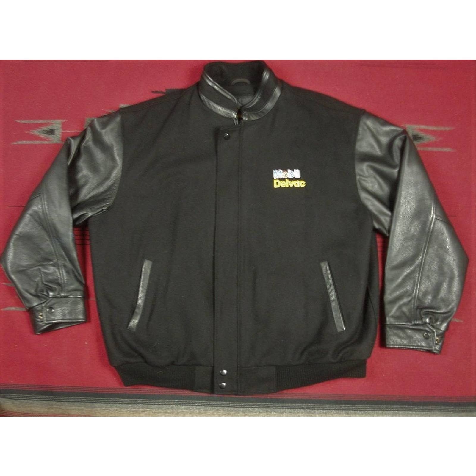 Size XXL MOBIL Wool & Leather Sleeve Varsity Racing Jacket Insulated