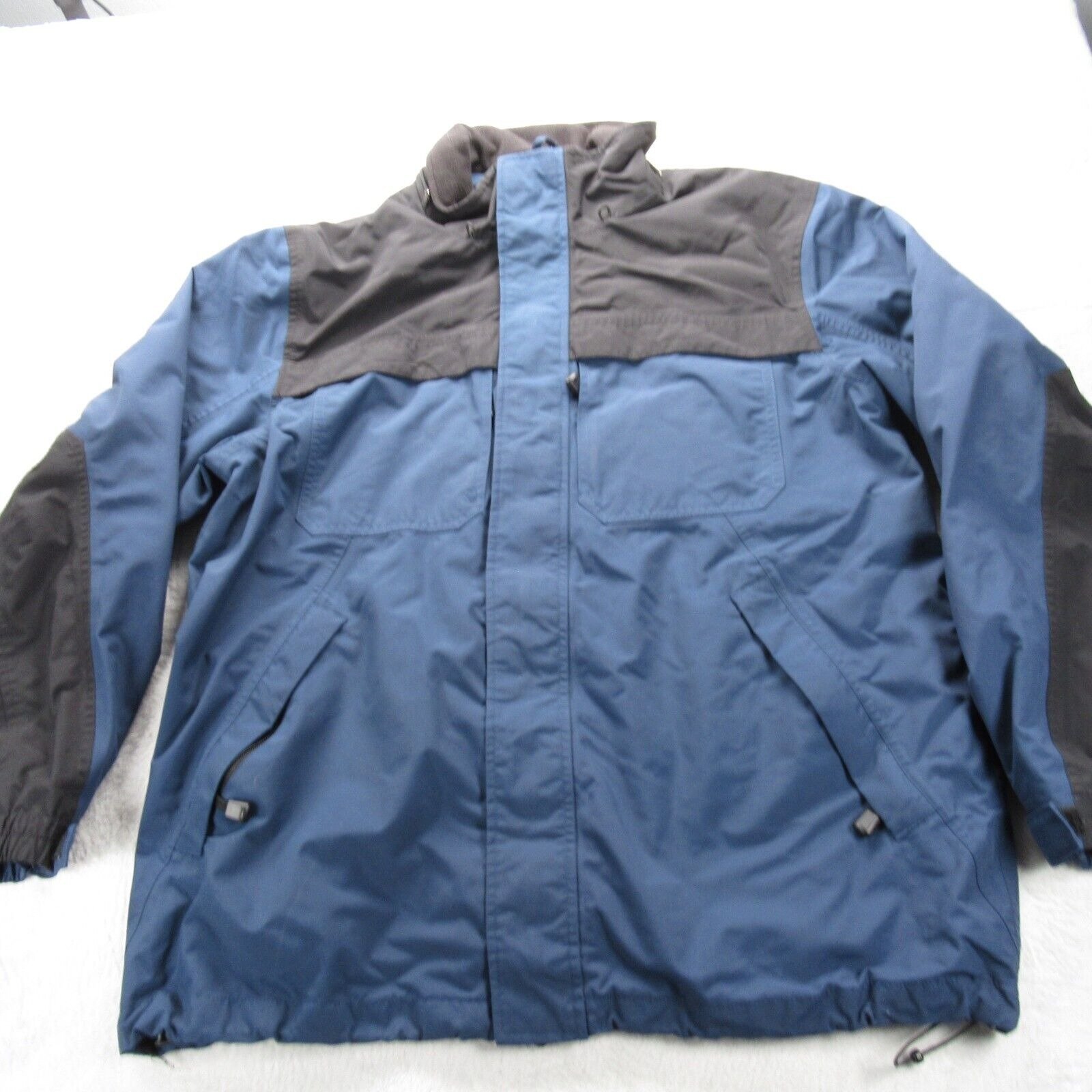 Eddie Bauer Jacket Men Large Blue Weather Edge Canvas Thick Full Zip 3 In1 Shell