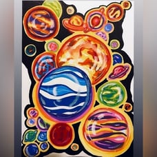 Original Planet Sharpie Oil Pen Marker Drawing Leah Tschumper Art