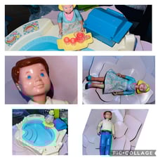 Fisher price dream dollhouse pool grill mom dad skirt lemonade tray set FAIR