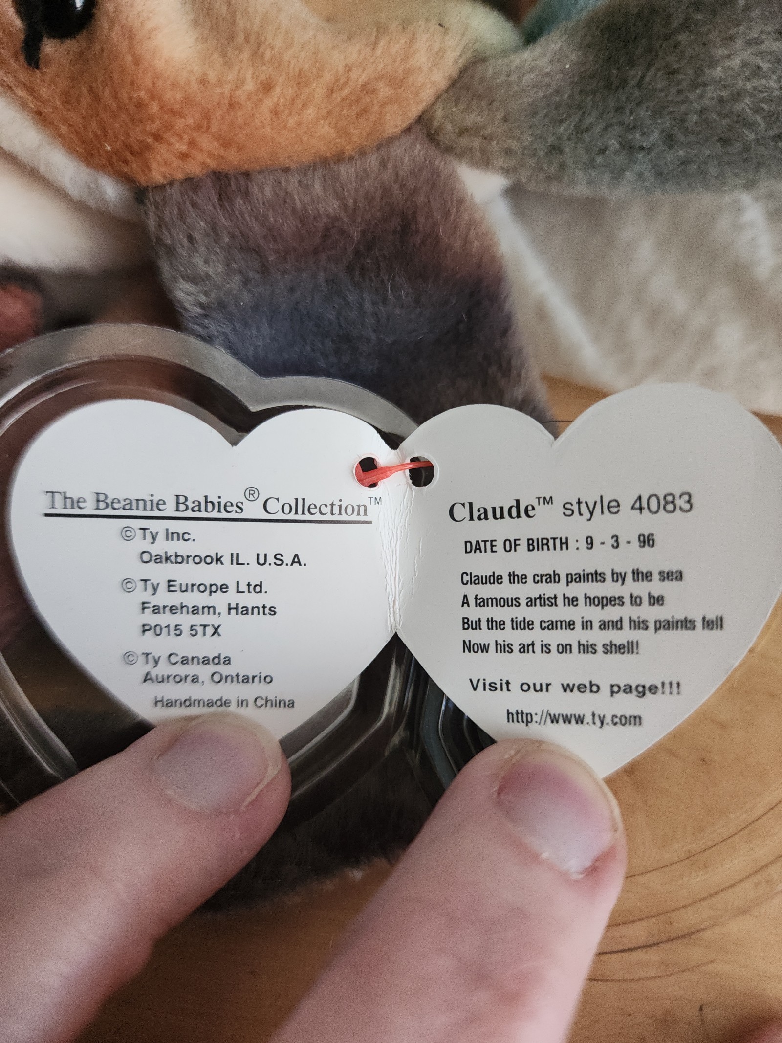 Claude the Crab Beanie Baby style 4083