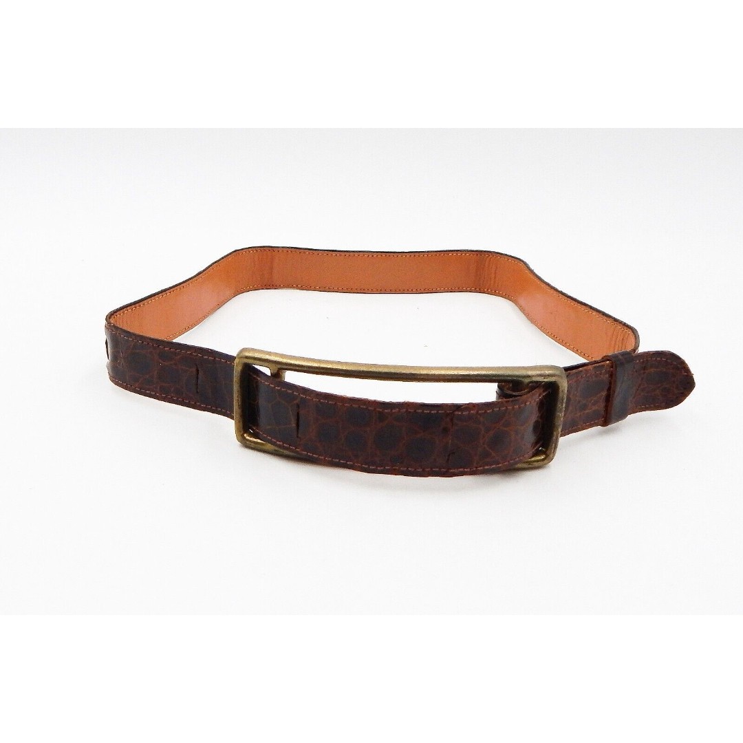 Deitsch Genuine Alligator Brown Link Belt Size 26 Vintage 34 Inches Long