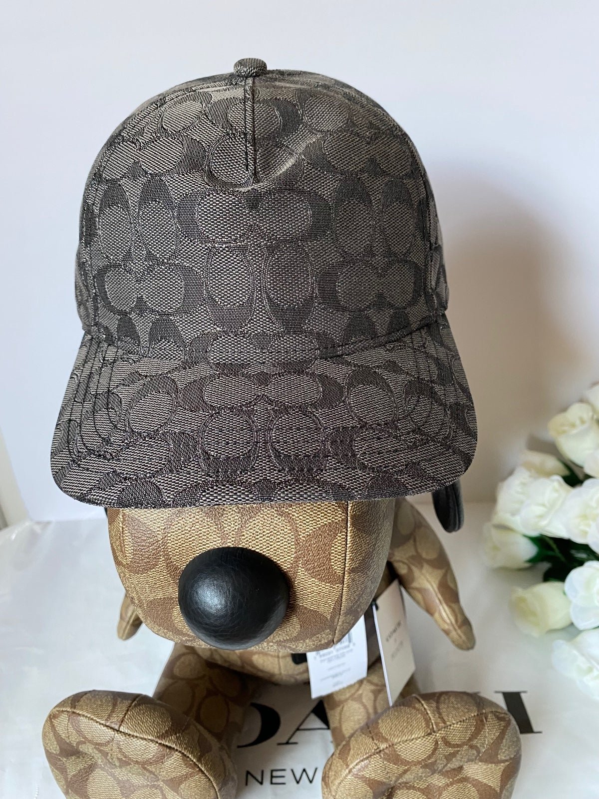 NWT Coach Baseball Hat In Black Metallic Signature Print OS Men/women C6681