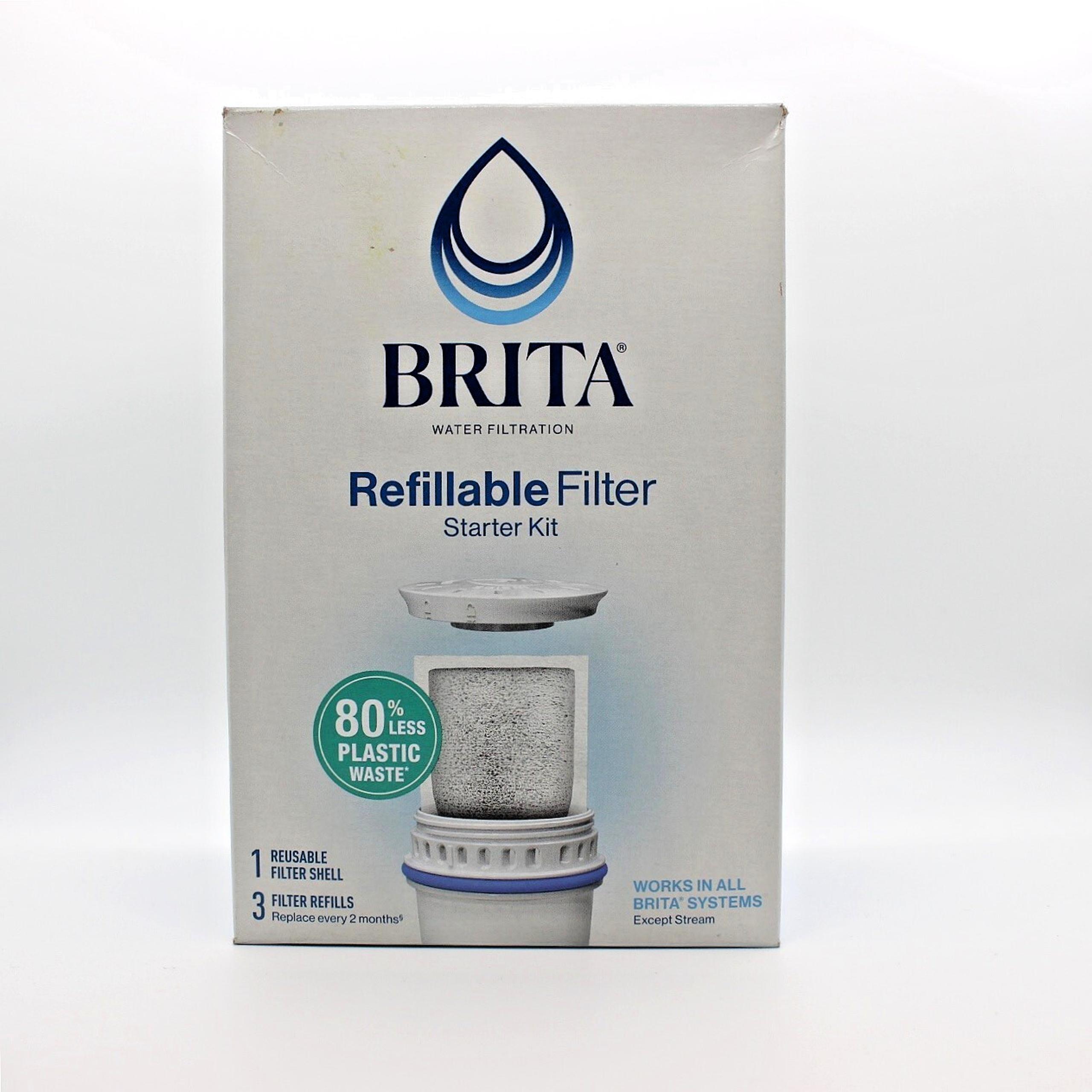 Brita Refillable Water Filter Starter Kit 3 Refills 1 Shell BPA-Free System