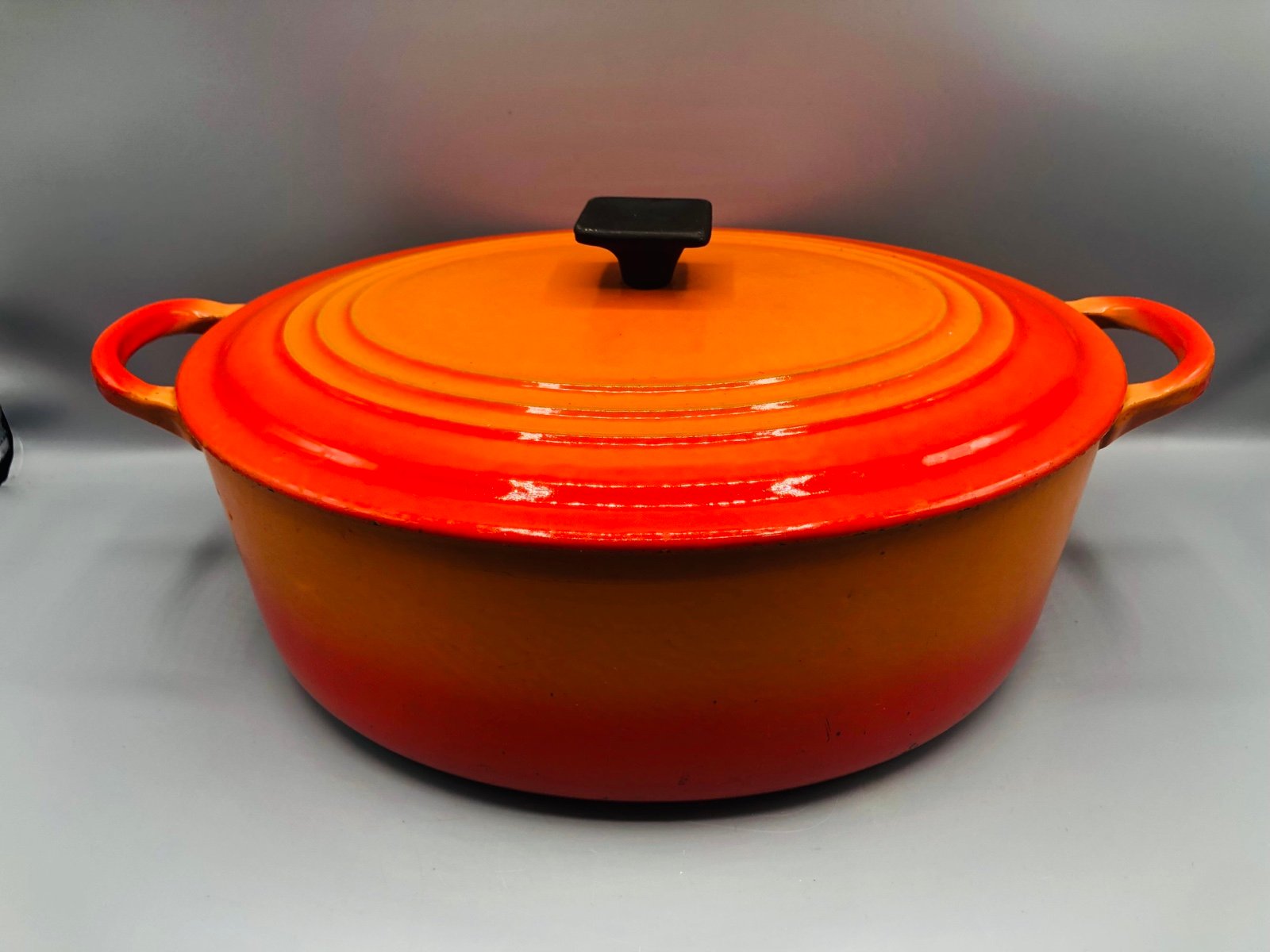 Vintage Le Creuset 3.5 Qt “D” Dutch Oven Flame Orange Oval 11 1/2 X8 w/ Lid