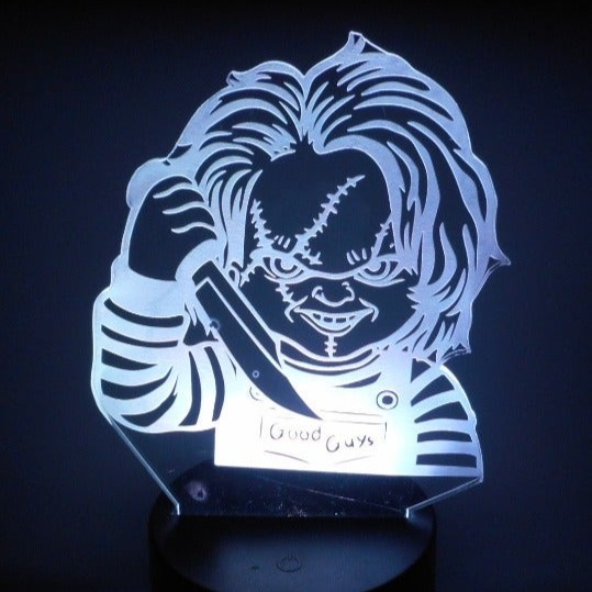 Child's Play Horror Movie Chucky 6.5 Bust Laser Engraved 3D Acrylic Night Lamp