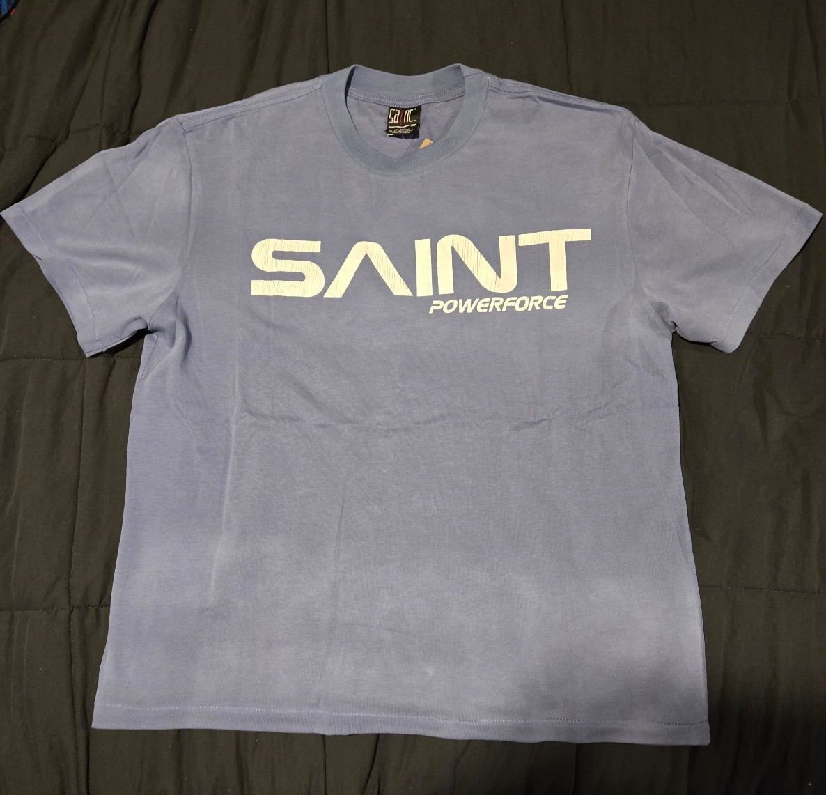 Saint Michael 'Power Force' Vintage Navy Blue T-Shirt Used Mens Large