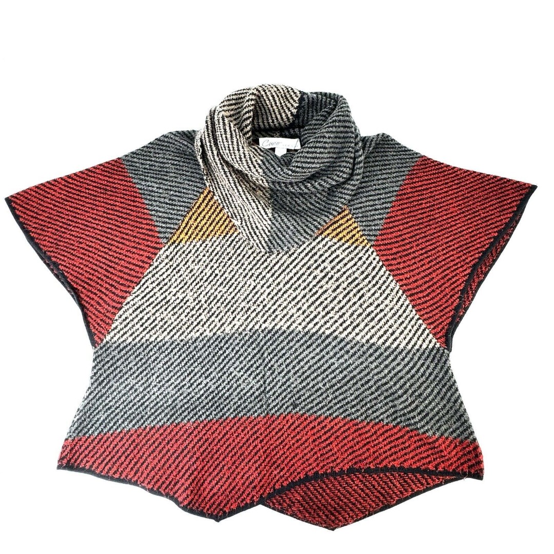 Curio New York Wool Blend Cowl-Neck Short-Sleeve Poncho Sweater Size Petite PL