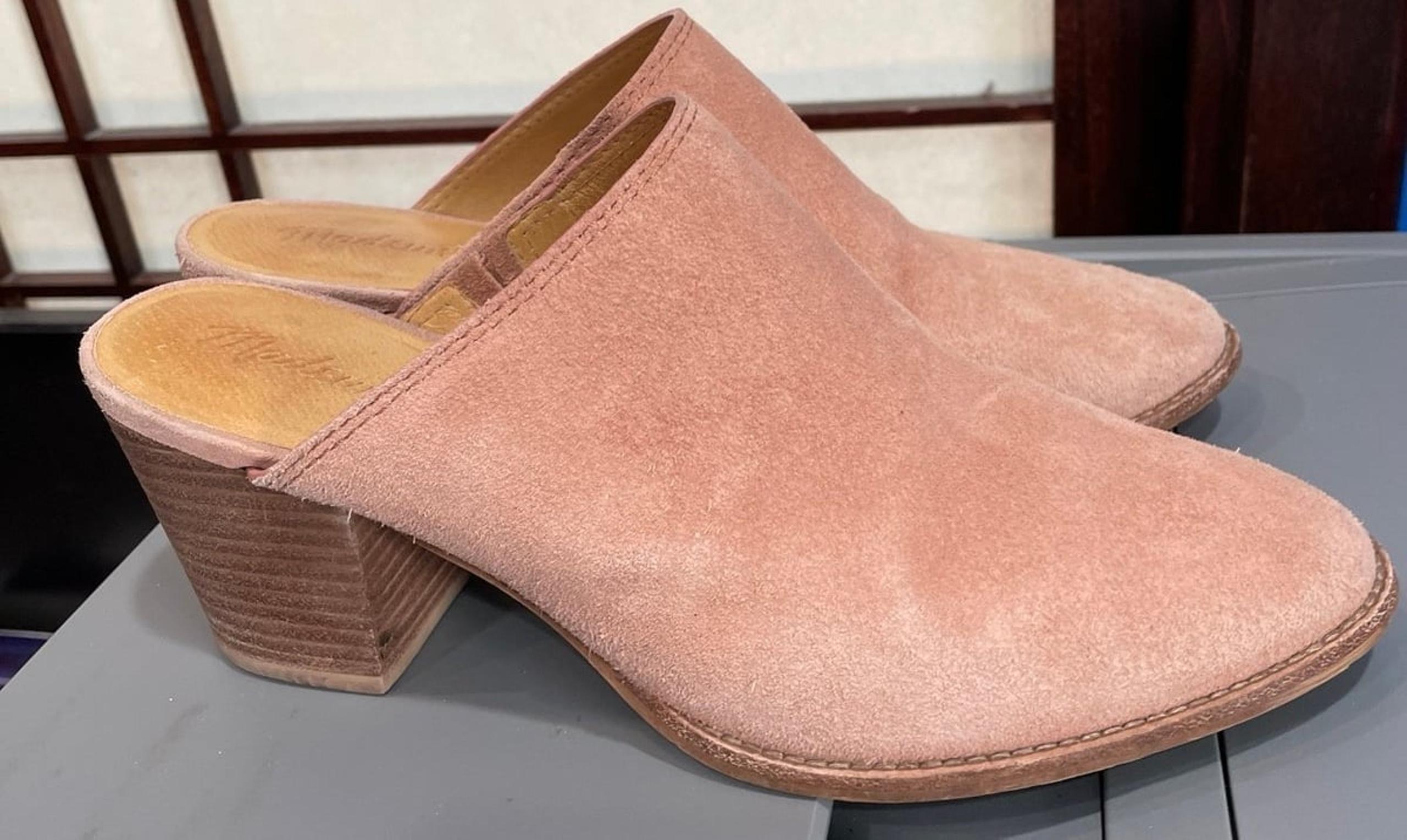 Madewell women’s size 7 Suede Peach Block Heels Mules