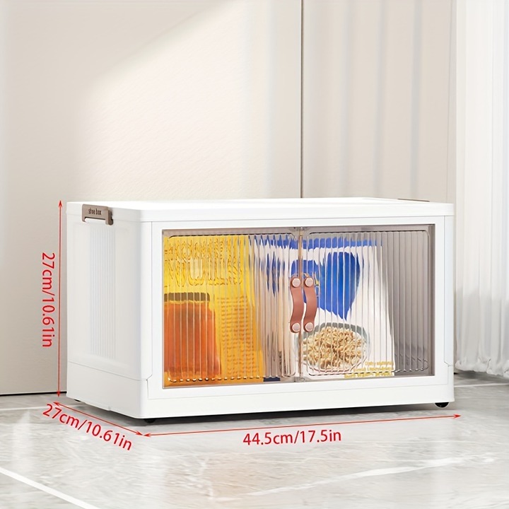 3pc Folding Wardrobe Plastic Storage Box With Clear Doors, Portable