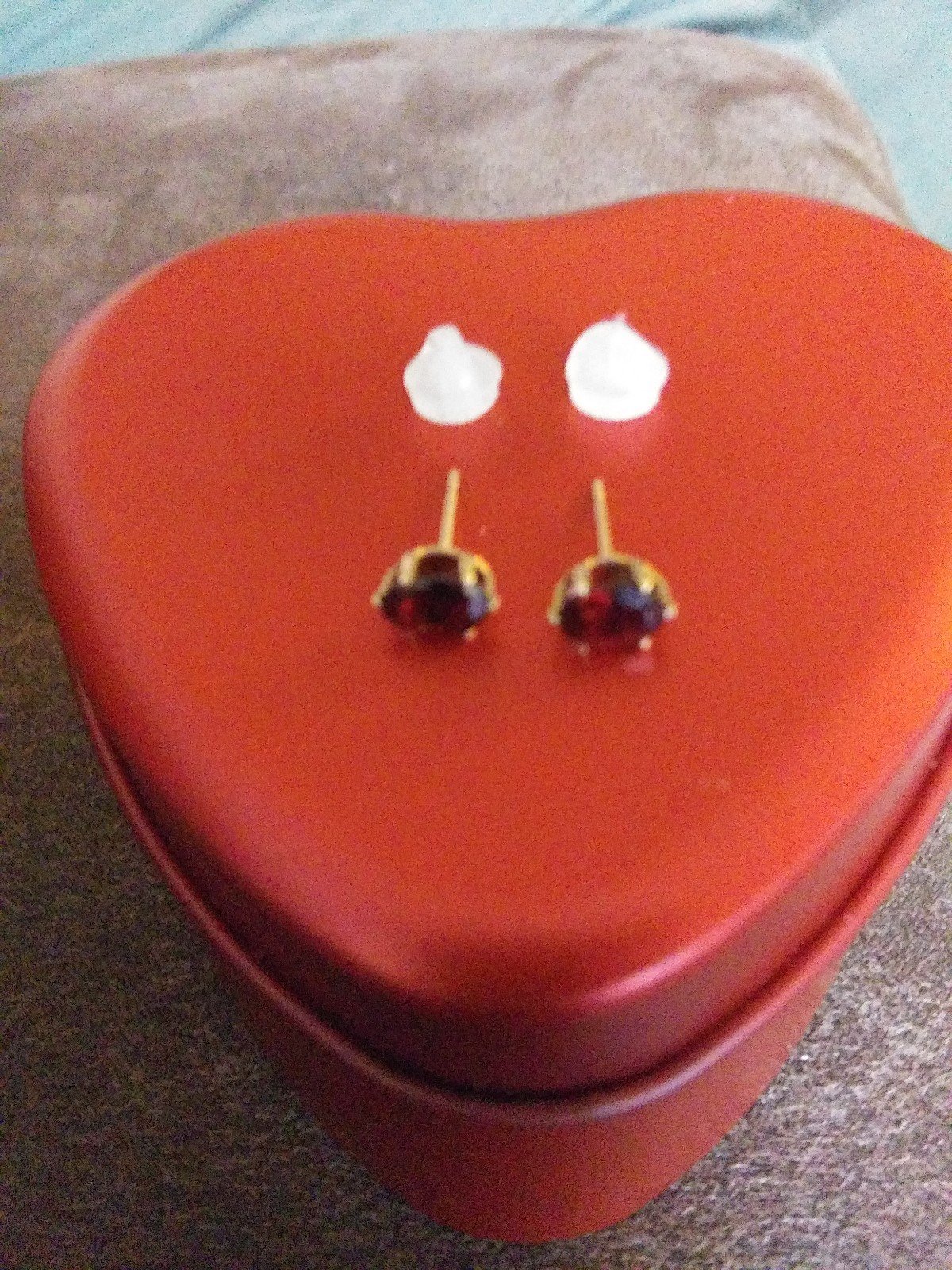 14K GOLD Faceted Garnet Stud Earrings