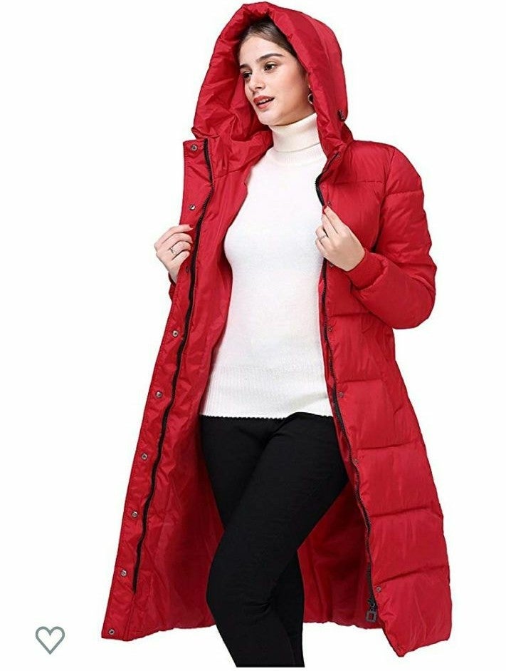 Women's Quilted Maxi Hooded Stand Collar