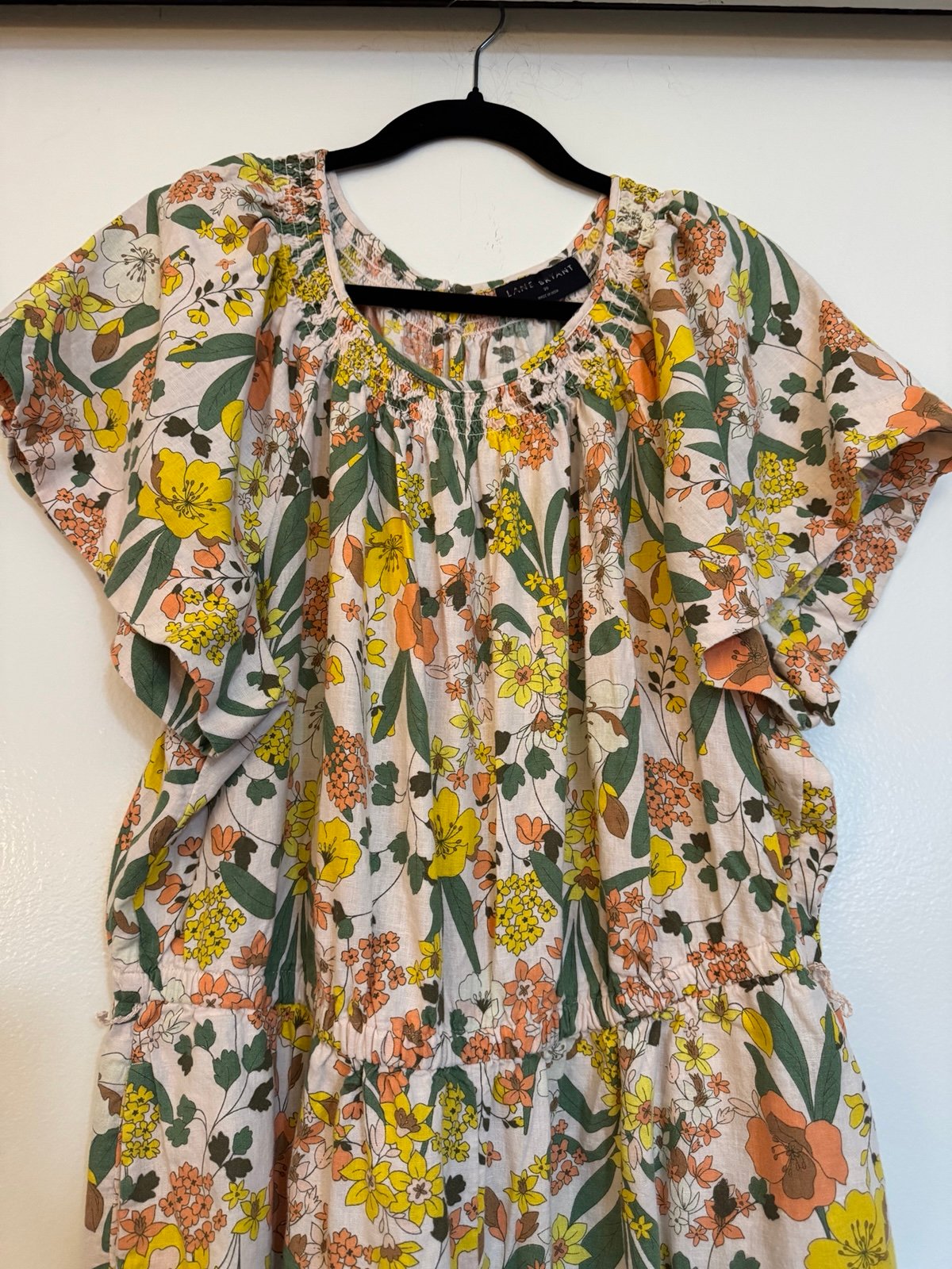 NWOT Lane Bryant Floral Jumpsuit Sz 20 Flutter Sleeve Linen Blend Retail 109