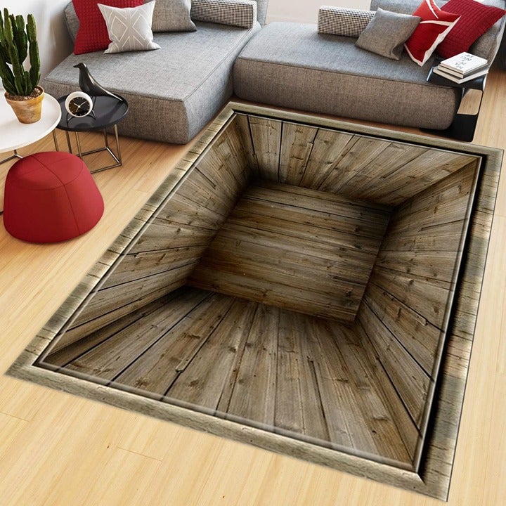 Inch 30x18 3d Rug Illusion Rug Optical Illusion Rug Vortex Rug Brown Rug Modern