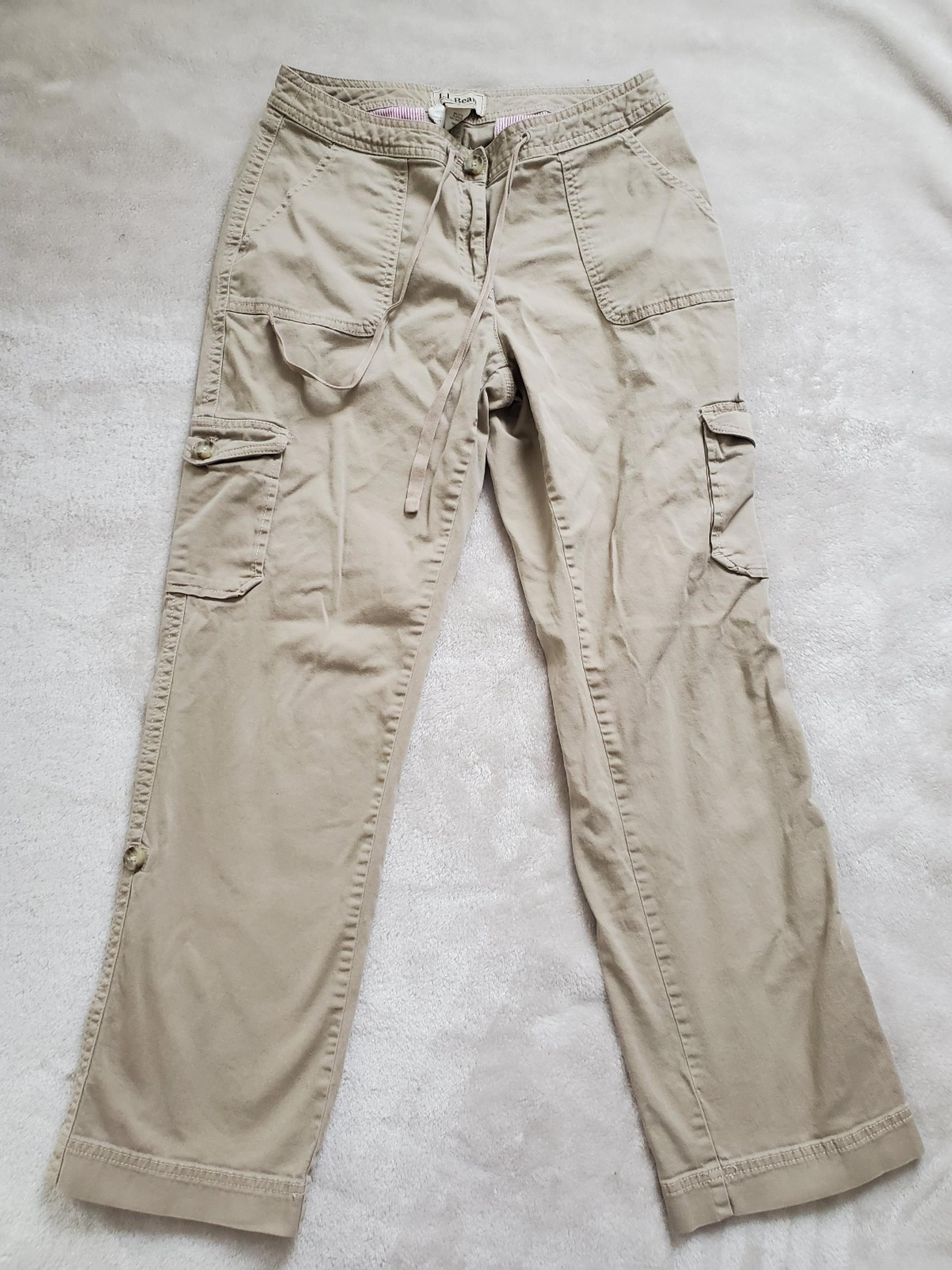 LL Bean Cargo Pants Womens Sz 10 Beige Stretch Comfort