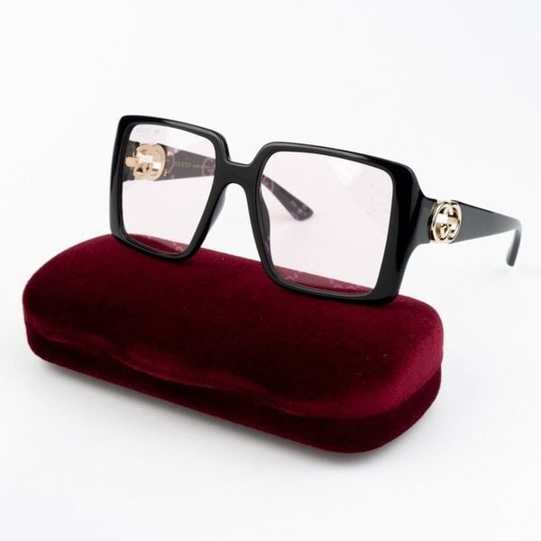 NEW Gucci GG1692S 006 Black Pink Mirror Logo Women Square Sunglasses GG 1692S