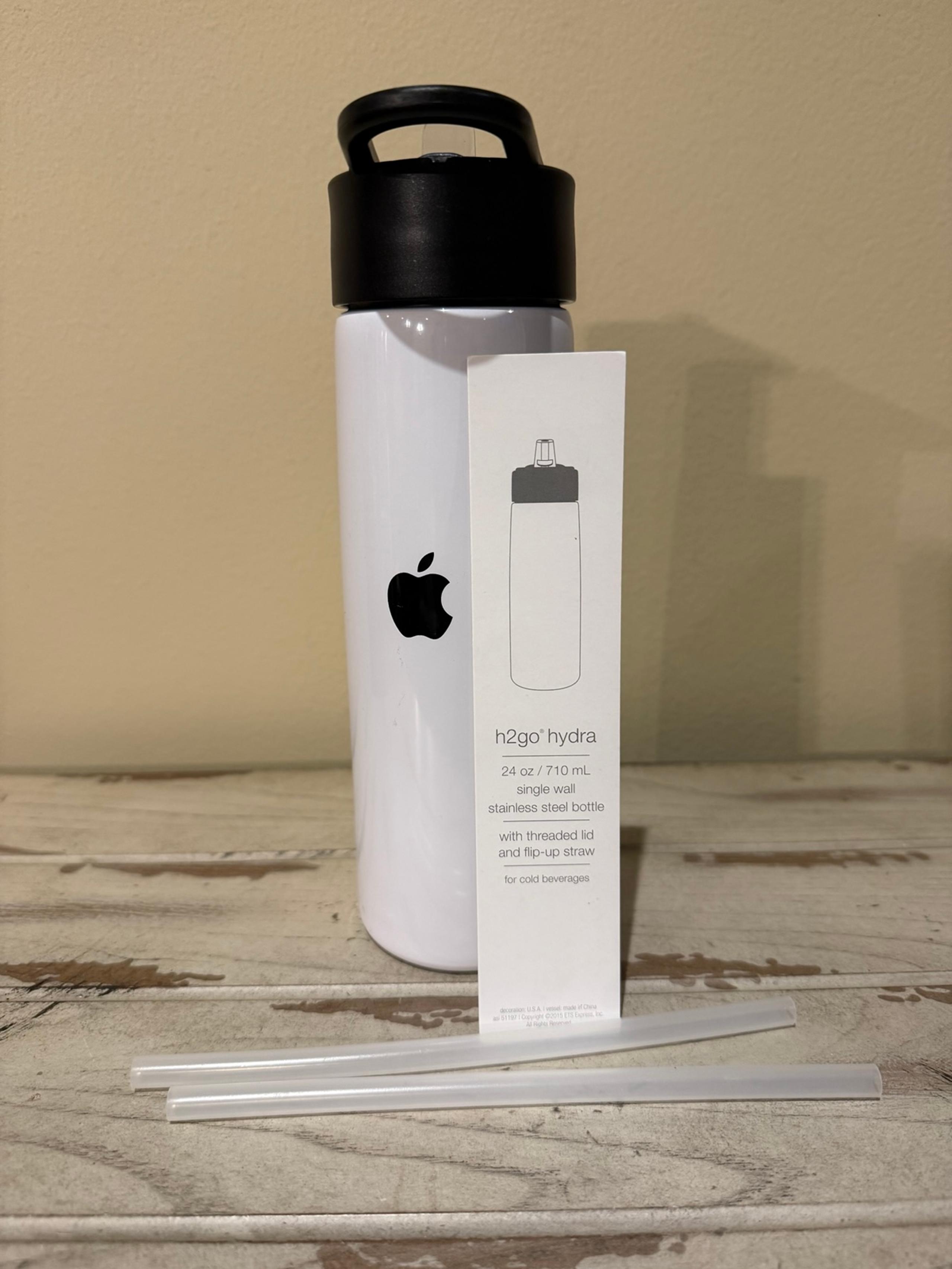 Apple Logo MAC H2GO White Water Bottle Stainless Steel Hydro Sip Cap 24oz