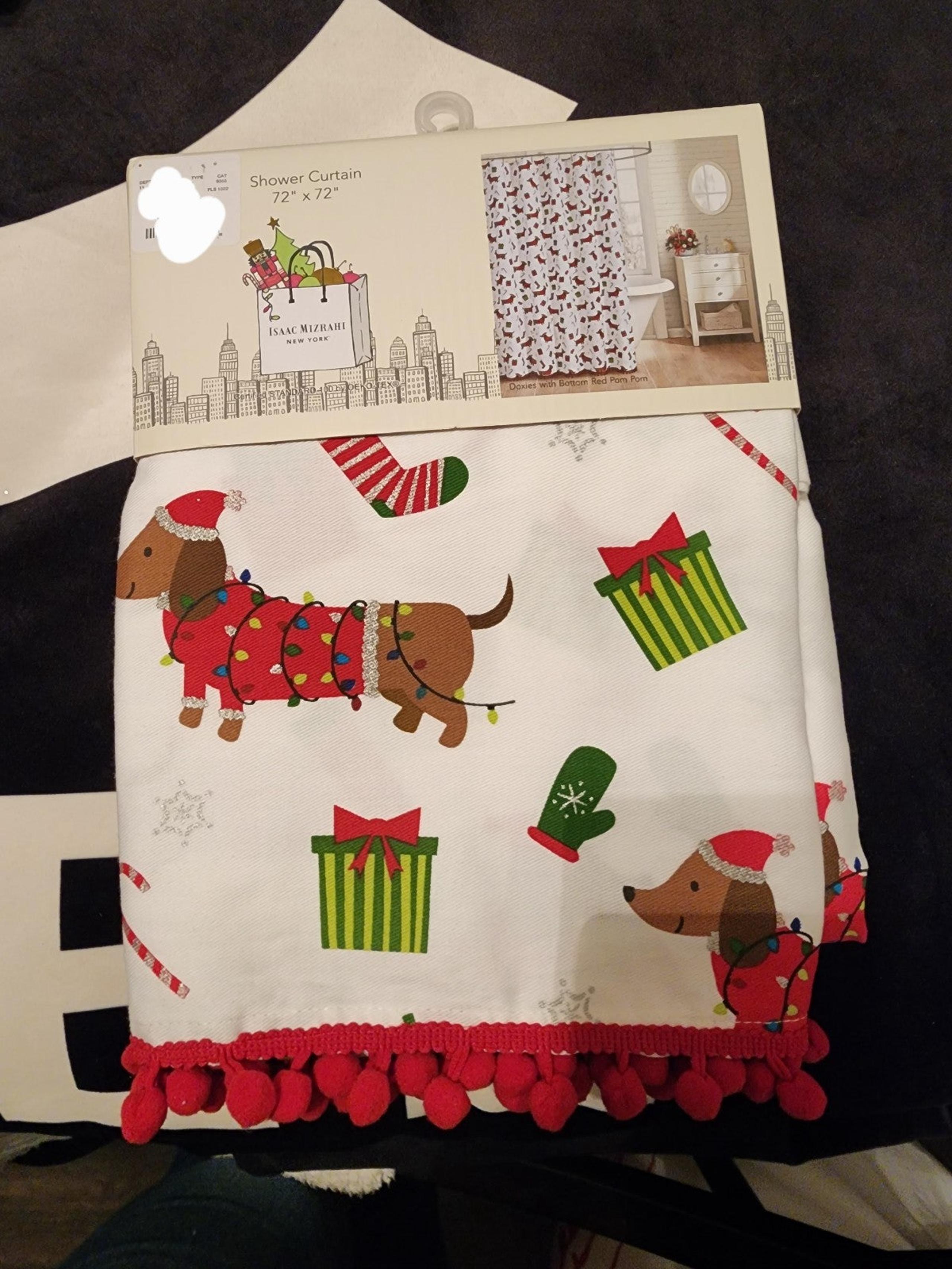 Corgi Christmas shower curtain