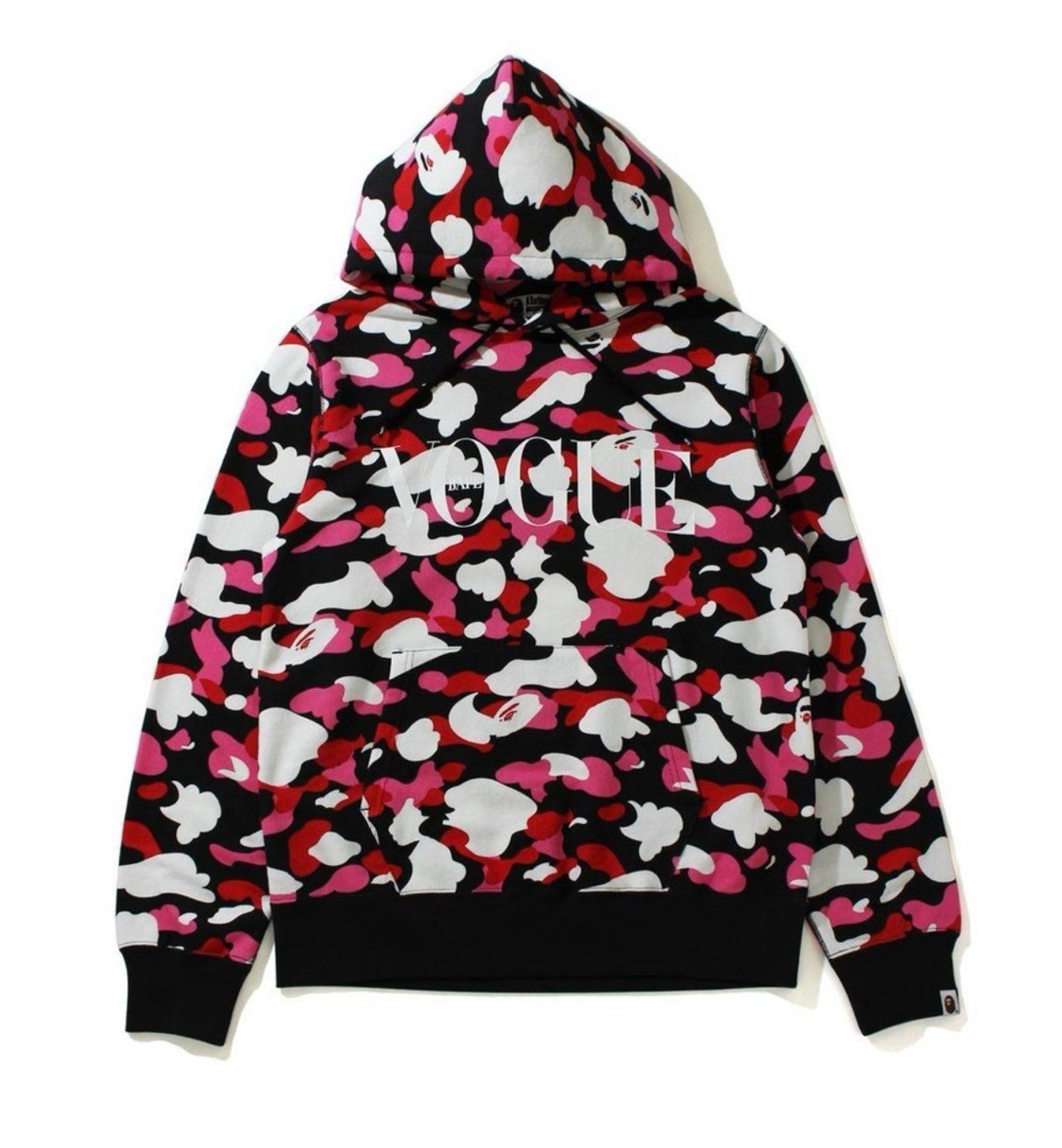 Fair Men’s Size Large BAPE X VOGUE ABC Camo Pullover Hoodie In Black White Pink