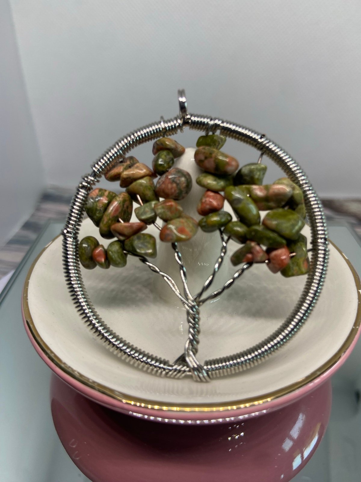 Tree Of Life Chip Semiprecious Beads Wire Wrap Pendant