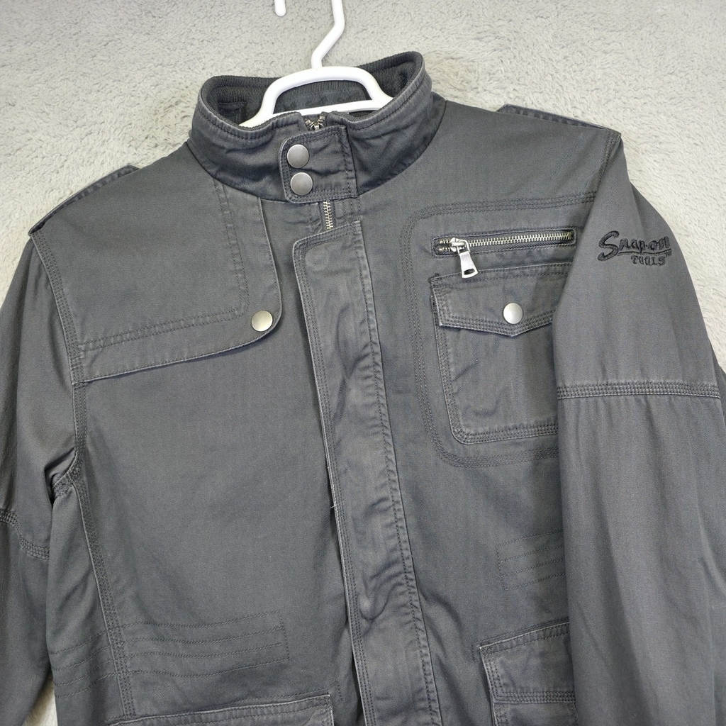 Snap On Tools Jacket Mens L Gray Moto Biker Utility Military Work Field Rugged