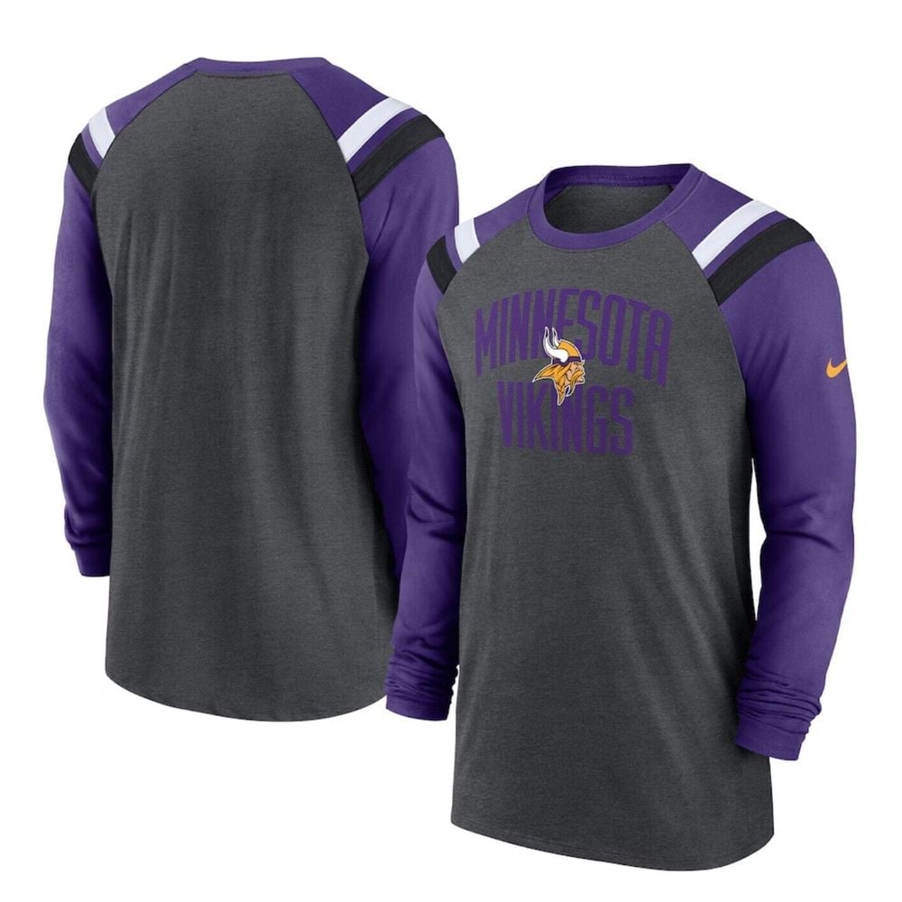 Minnesota Vikings Nike NFL Charcoal/Purple Long Sleeve Raglan Shirt Men's Small