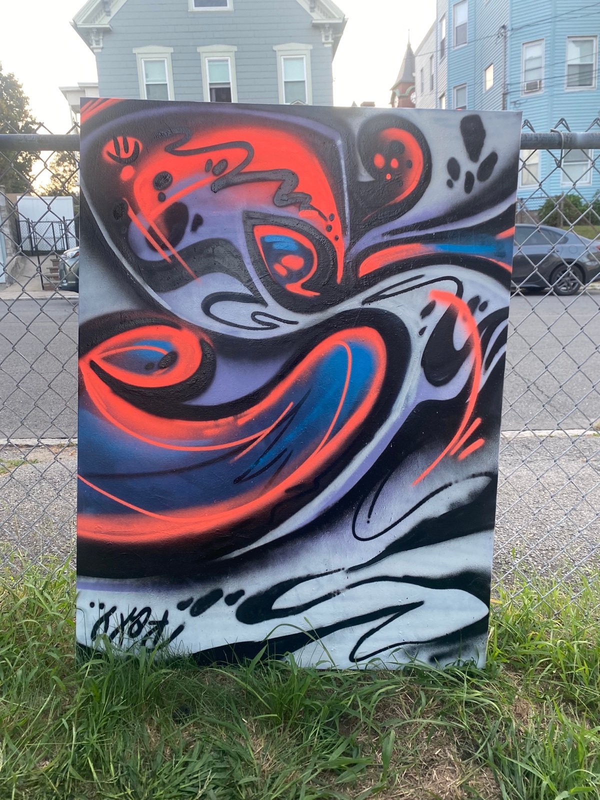 Unique Abstract Spray Paint Art on Canvas - Custom 'S' Abstraction - Virgil Ablo