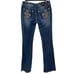 Miss Me Dark Wash Fleur De Lis Embroidered Bling Pockets Bootcut Jeans Size 29L