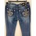 Miss Me Dark Wash Fleur De Lis Embroidered Bling Pockets Bootcut Jeans Size 29L