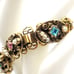 Rhinestone Bracelet Gold Tone Book Chain Link Victorian Revival Faux Pearl 7