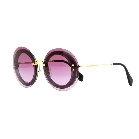 Miu Miu Fashion Round MU10R U6B 5F1 BLACK, GREY VIOLET Sunglasses 100% Authentic