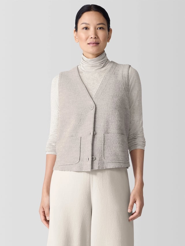 NWT Eileen Fisher Lightweight Boiled Wool Vest in Regenerative Wool