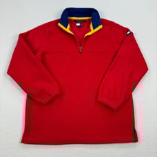 Vintage Tommy Hilfiger Jacket Size Small Red Blue Fleece 1/4 Zip Pullover 90s
