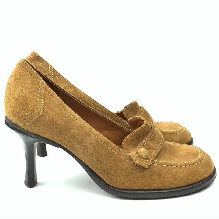 Gianni Bini heels size 6.5 tan suede Oxfords vintage y2k 90s