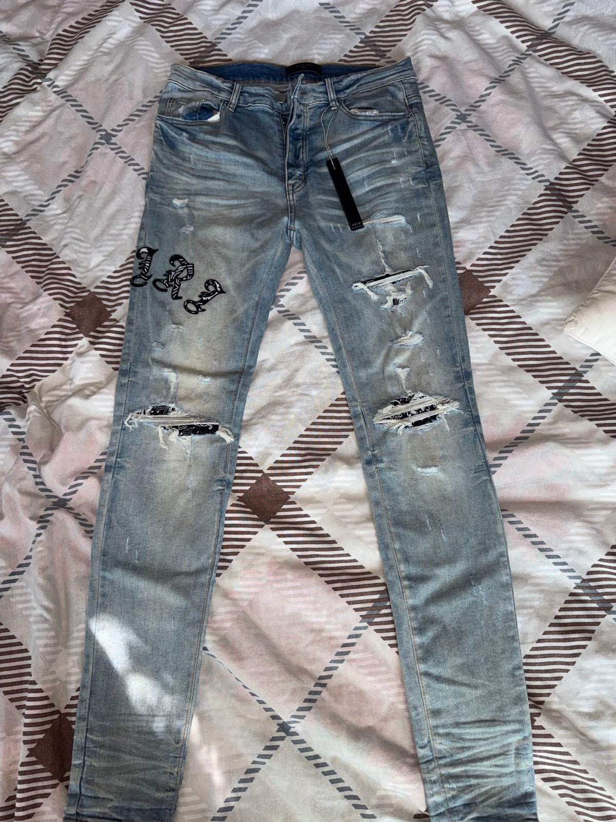 AMIRI ENGLISH LOGO JEAN CLAY INDIGO SZ 34