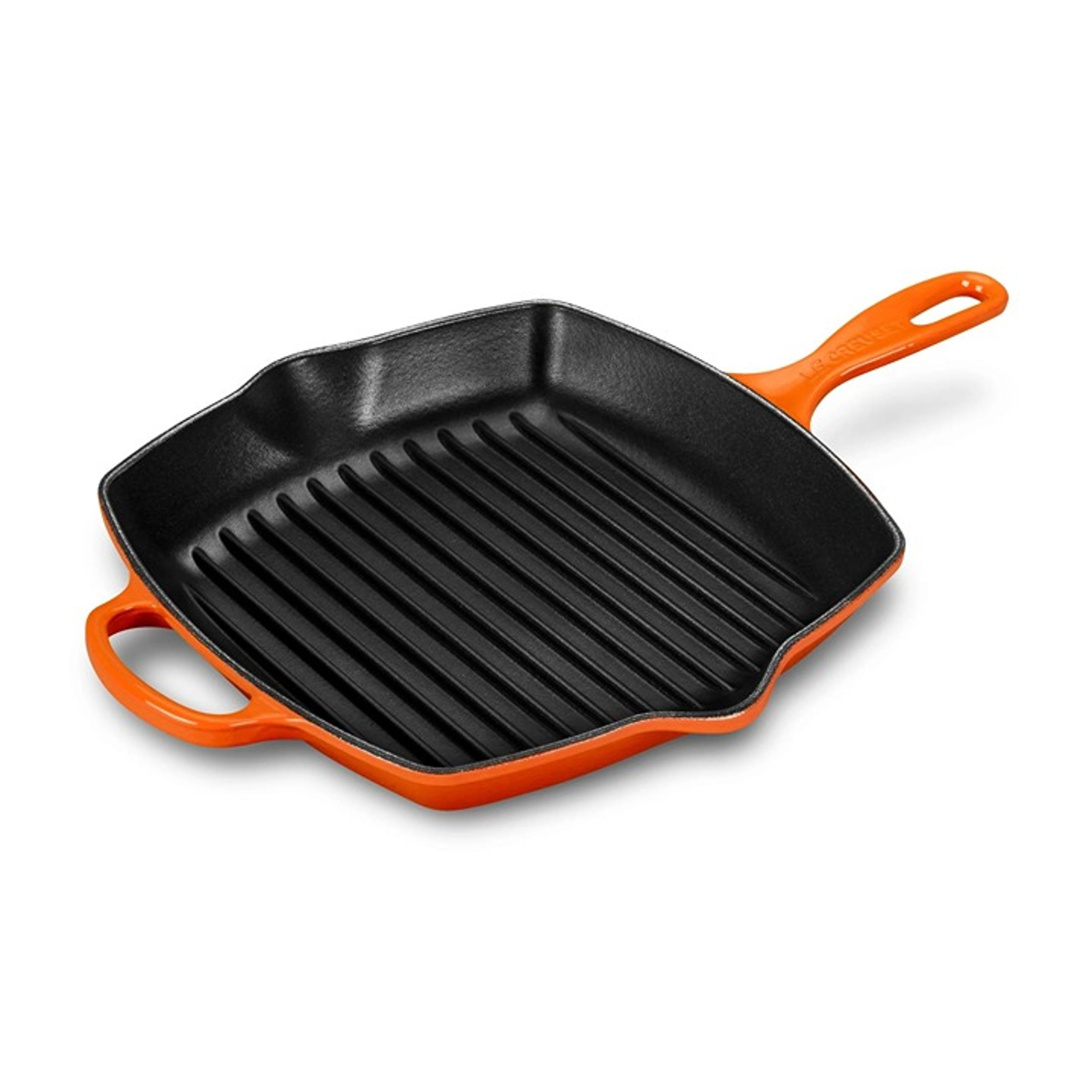NEW Le Creuset Signature Cast Iron 10.25" Flame Color Square Grill Pan France