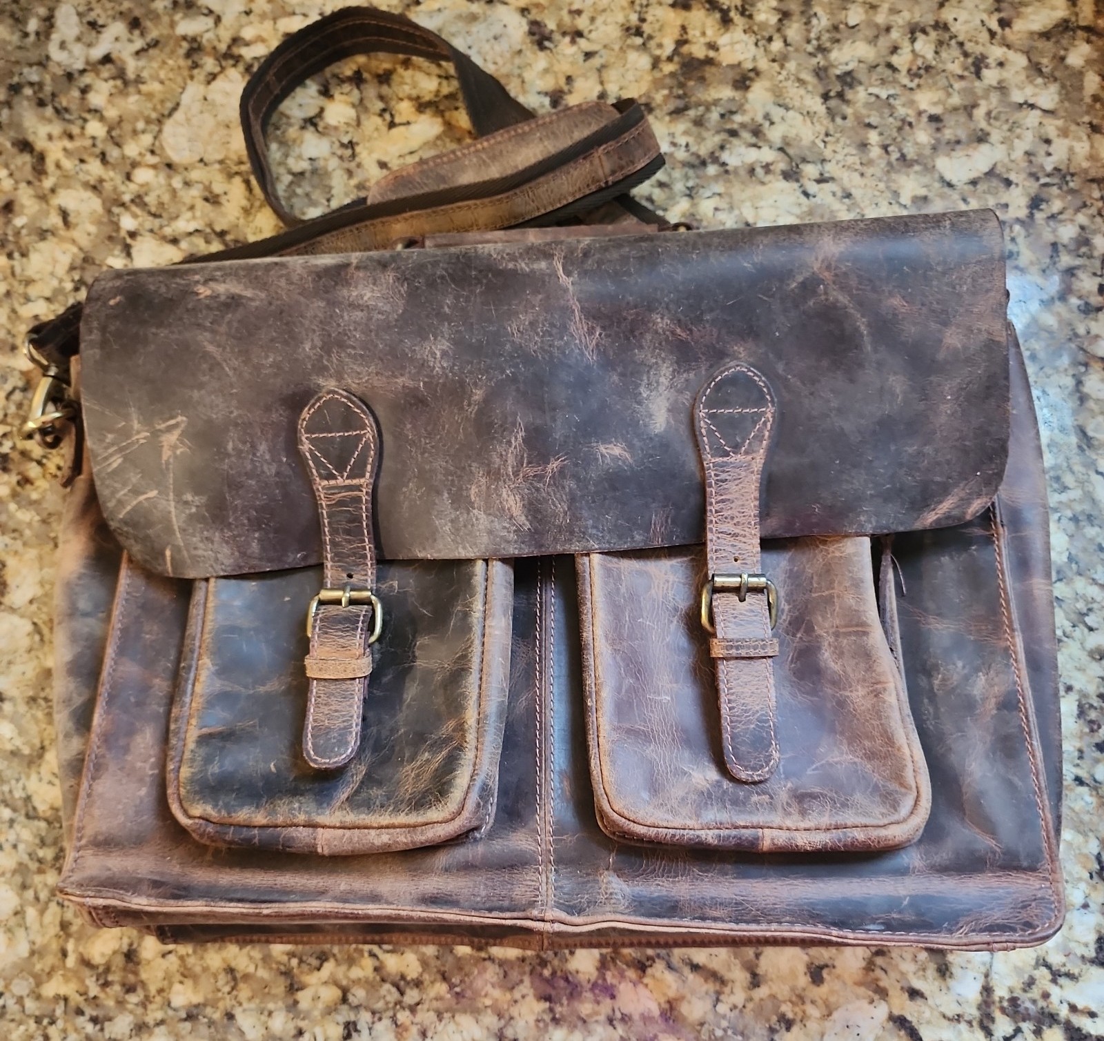 Distressed Leather laptop bag
