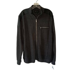 INC INTERNATIONAL CONCEPTS Charcoal Gray Faux-Leather Full-Zip Jacket NWT XL