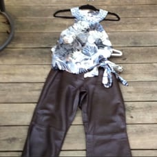 NWT Siena Studio Brwn Leather Pants Gold
