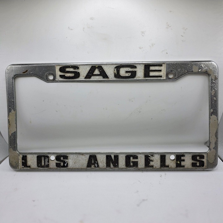 Sage Los Angeles California Silver Plastic License Plate Frame Front Or Rear