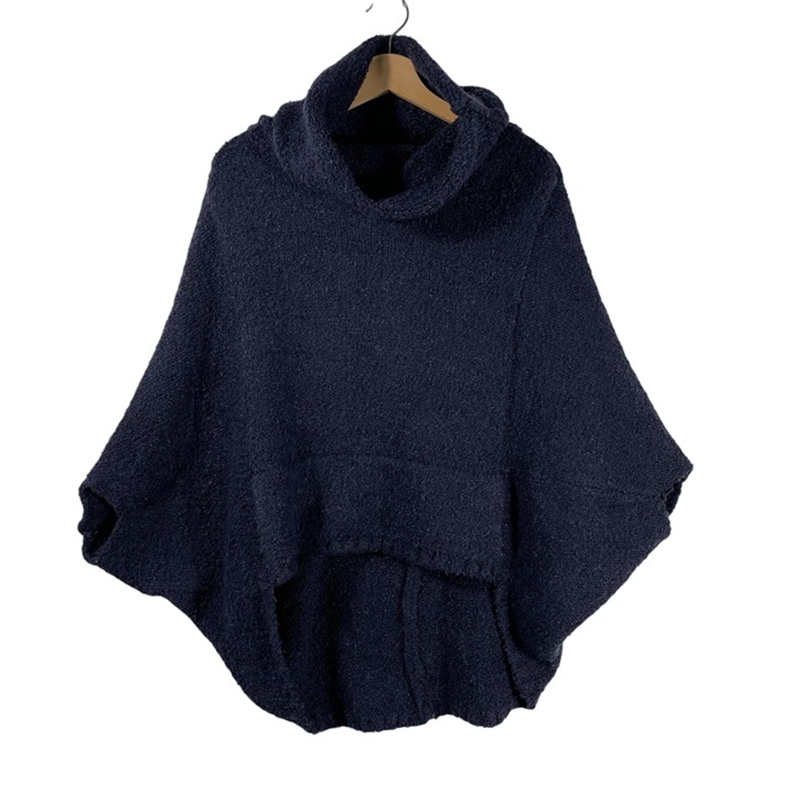Anthropologie Moth Women's Wool Blend Turtleneck Crop Sweater Poncho Blue Sz S/M