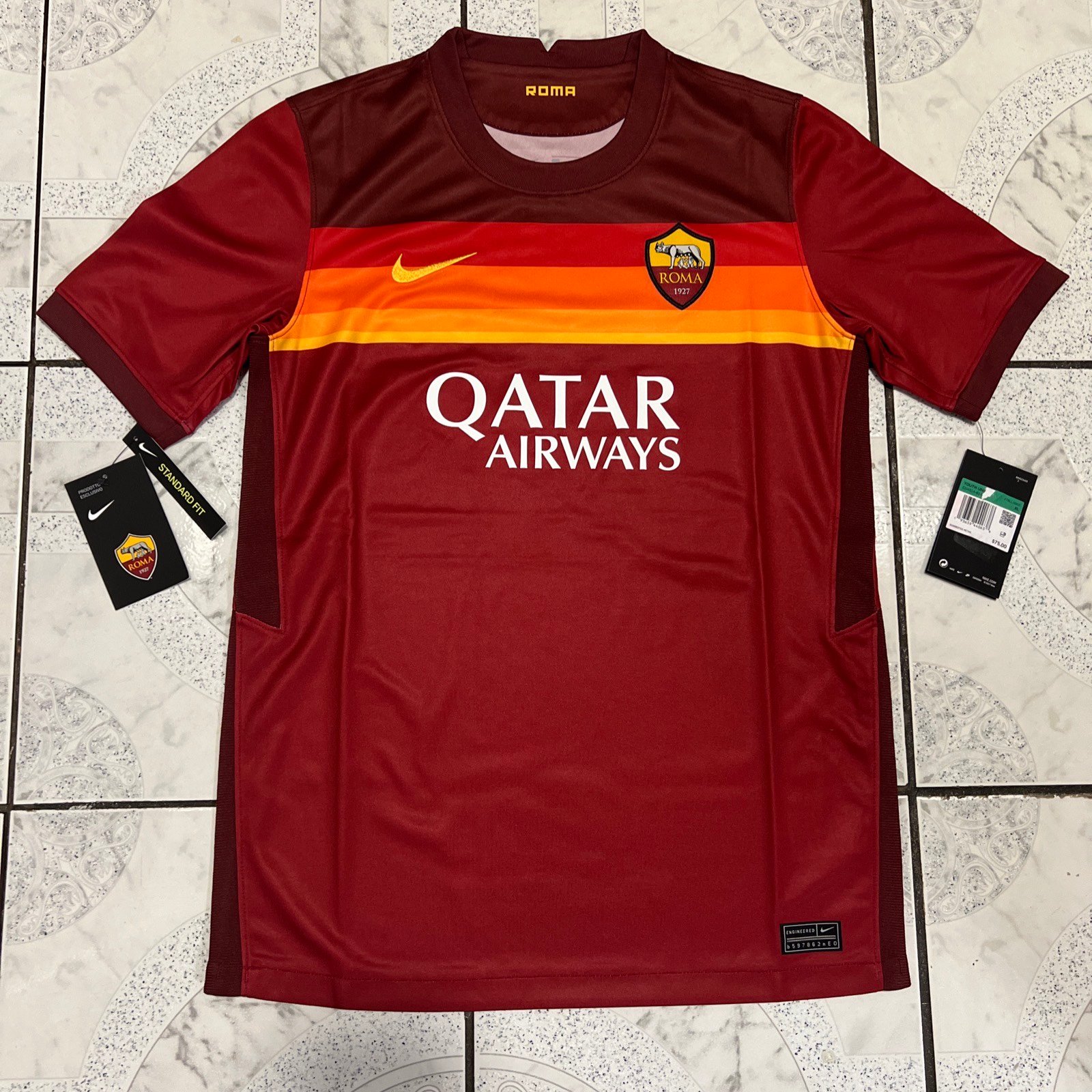 New Nike Breath 2020-2021 AS Roma Home Soccer Jersey Youth Size XL CD4514-614