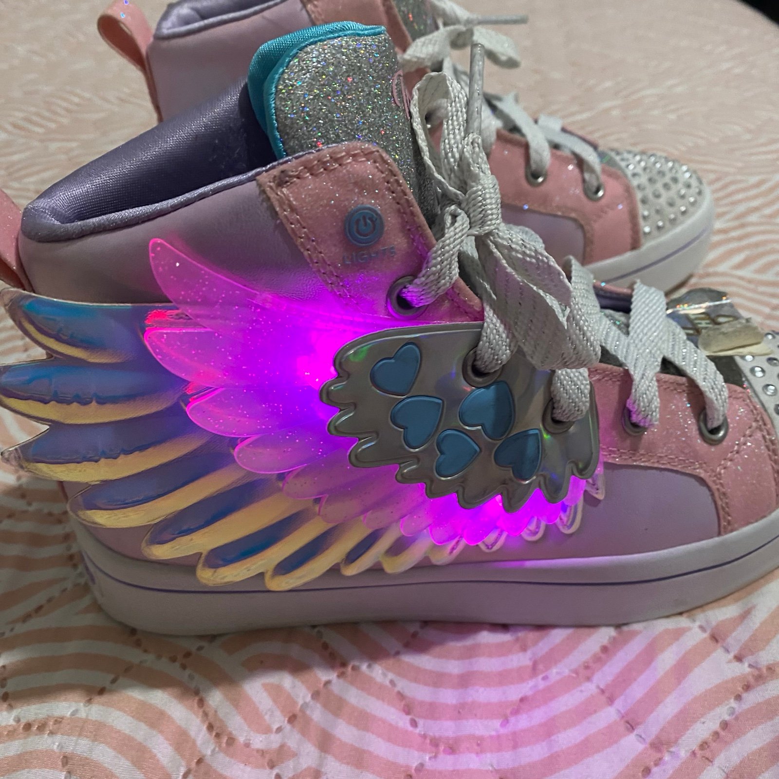 Skechers Twinkle Toes Unicorn Wing SIZE 3 color Light up high tops multi shoes