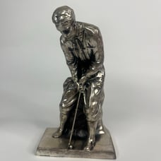 VINTAGE WEIDLICH BROTHERS SILVERED METAL BOBBY JONES GOLF STATUE FIGURINE WB