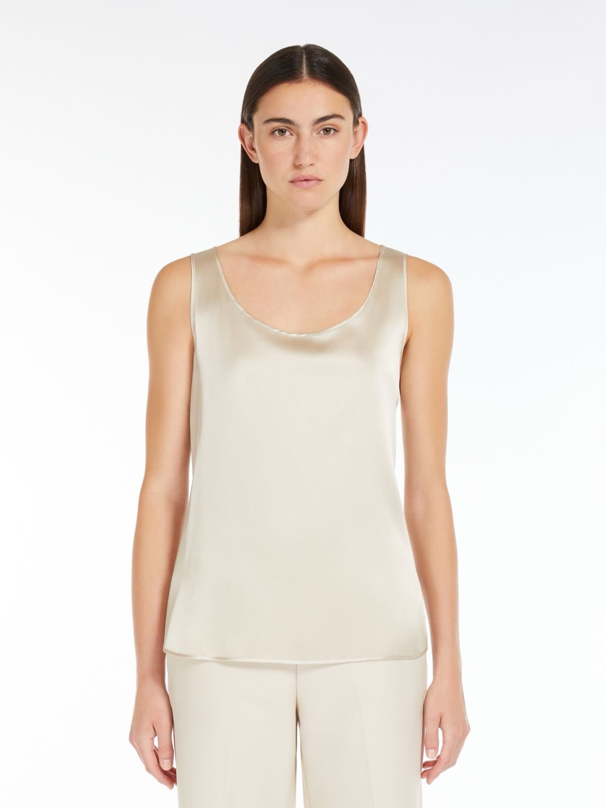 MaxMara Leisure Silk Satin Champagne Tank Top Cropped Size 8 NWOT New without