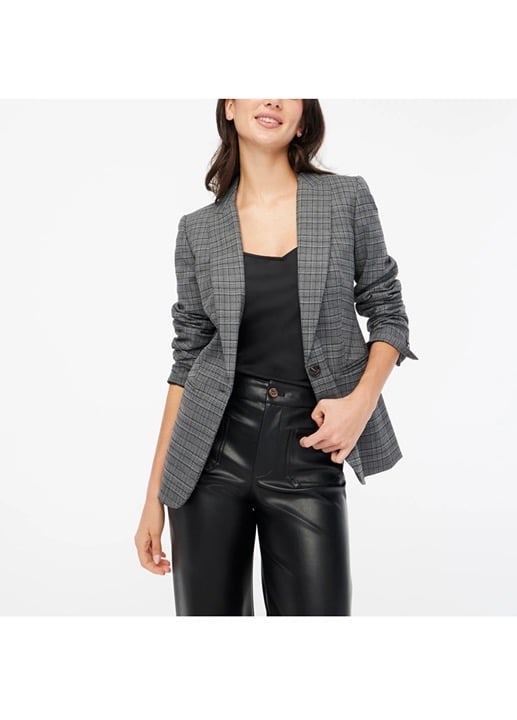 J. Crew Gray Plaid One-button Blazer Jacket Size 12