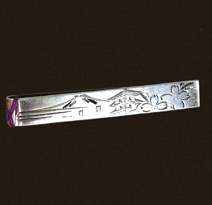 Sterling Silver Tie Clasp Engraved Mountain Landscape Tie Bar