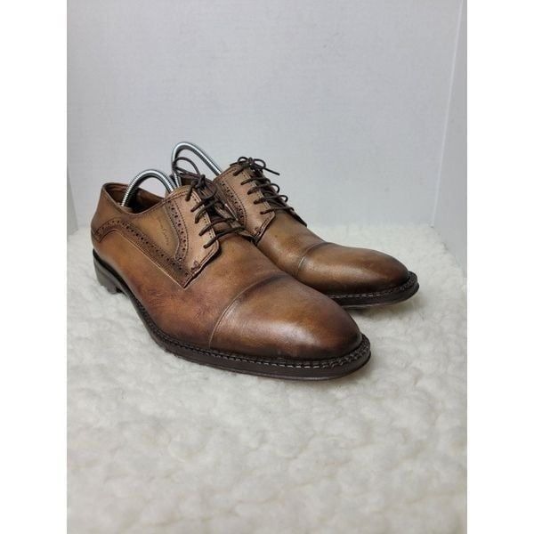 Franco Cuadra Mens Size 10 Brown Leather Cap Toe Derby/Oxford Brogue Dress