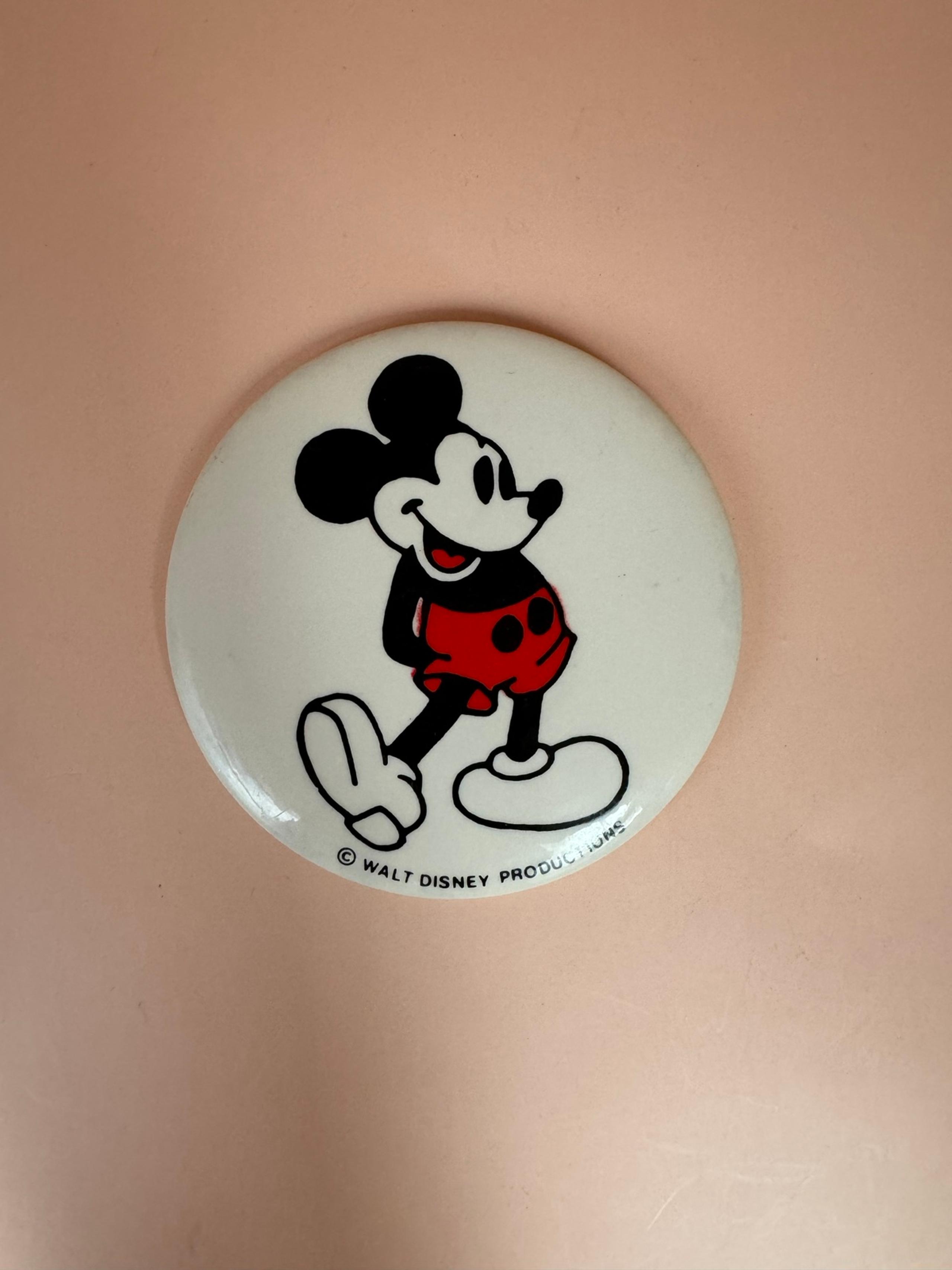 Classic Mickey Mouse vintage button pin Walt Disney Productions