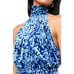 New Free People FP Velvet Take A Break Halter Top 78 BLUE Abstract Small